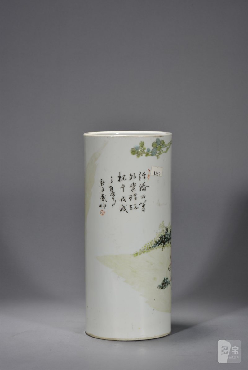 清光绪 新义盛浅绛彩人物帽筒 - 图3